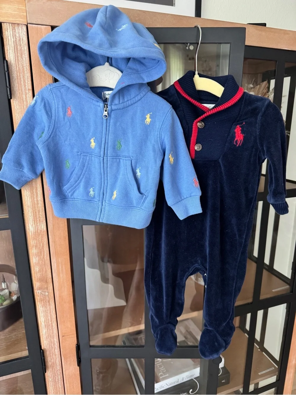 Ralph Lauren bundle baby boy coverall velour embroidered logo hoodie footies
